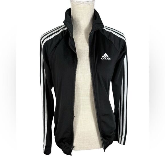 Adidas Women’s Black & White Zip Up Casual Athletic Jacket - Picture 2 of 9